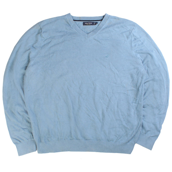 Nautica XLarge Blue V Neck Knitted Sweatshirt for Men