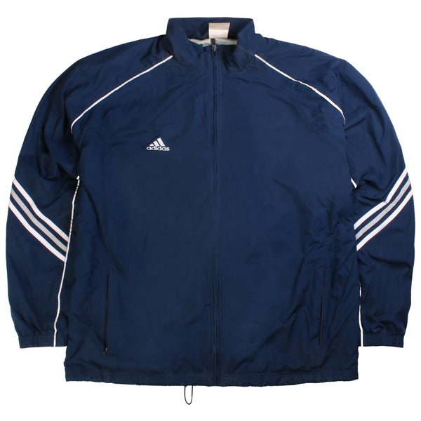 Adidas Men's Blue XLarge Zip Up Windbreaker Jacket Spellout Design