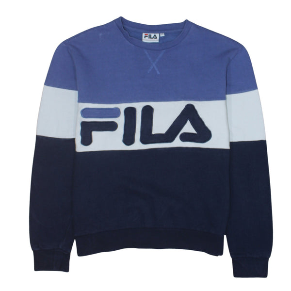 Fila 90's Spellout Crew Neck Sweatshirt Large Blue