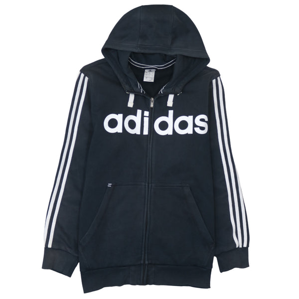 Adidas 90's Spellout Full Zip Up Hoodie Large Black