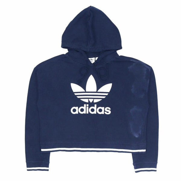 Adidas Women's 90's Spellout Blue Pullover Hoodie Small Vintage