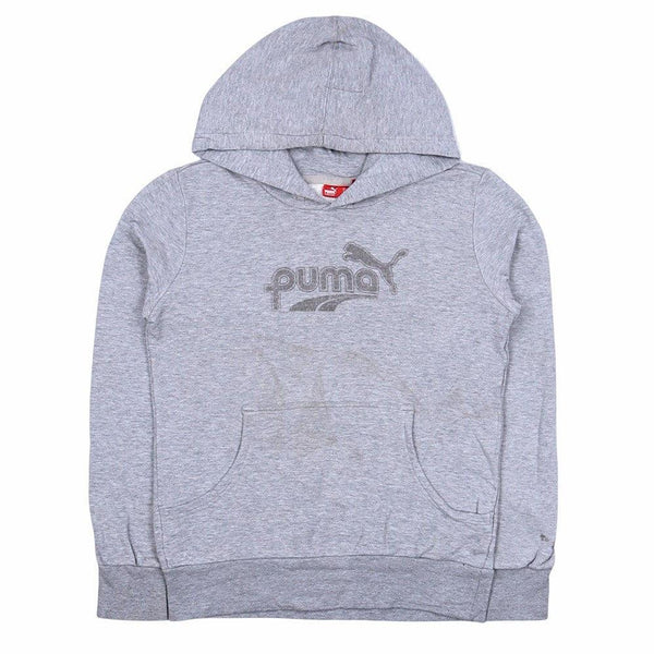 Puma 90's Vintage Spellout Grey Pullover Hoodie Men's Small