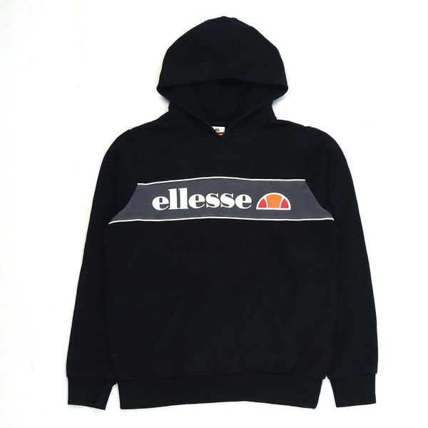 Ellesse 90's Vintage Black Spellout Hoodie, Small, Retro Pullover