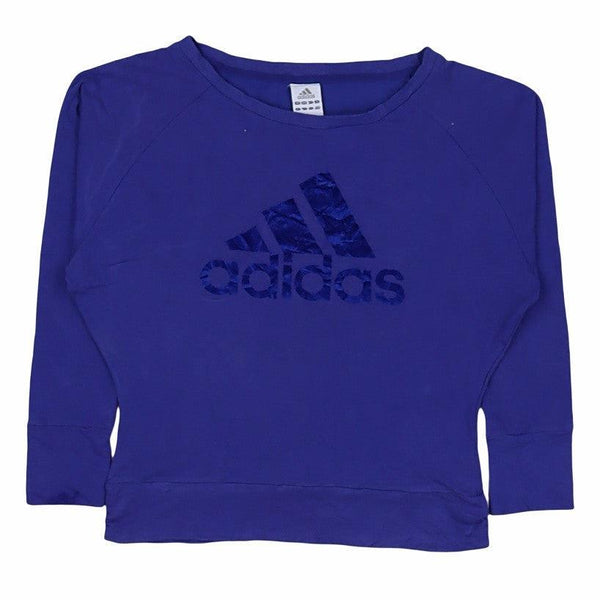 Adidas 90s Vintage Spellout Crewneck Sweatshirt L Navy Blue