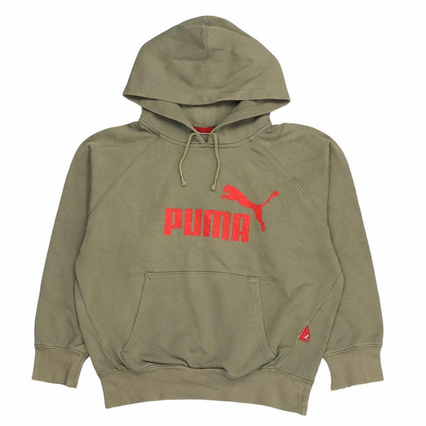 Green 90's Puma Spellout Hoodie Small Missing Size Label Vintage