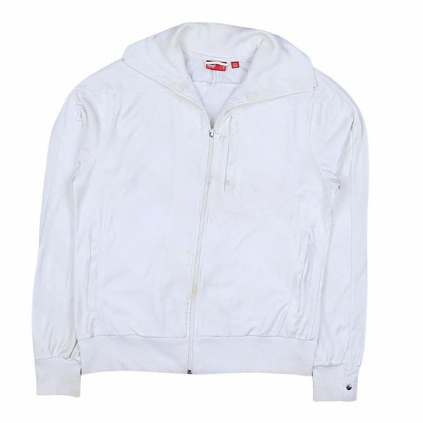 Puma 90s Vintage White Men's Medium Fleece Zip Up Jacket Stylish
