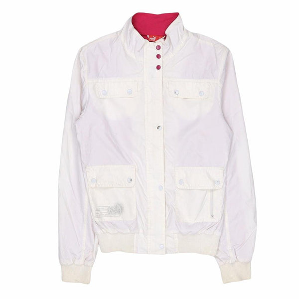 Puma Women's White 90s Windbreaker Small Waterproof Jacket B Grade