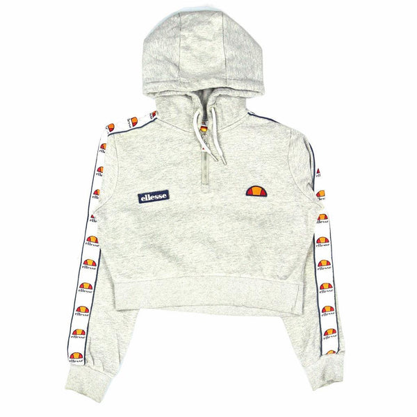 Ellesse 90s Grey Quarter Zip Pullover Hoodie Small Vintage Retro