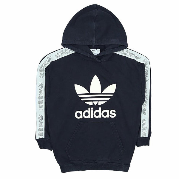 Adidas 90's Vintage Black Spellout Pullover Hoodie XSmall