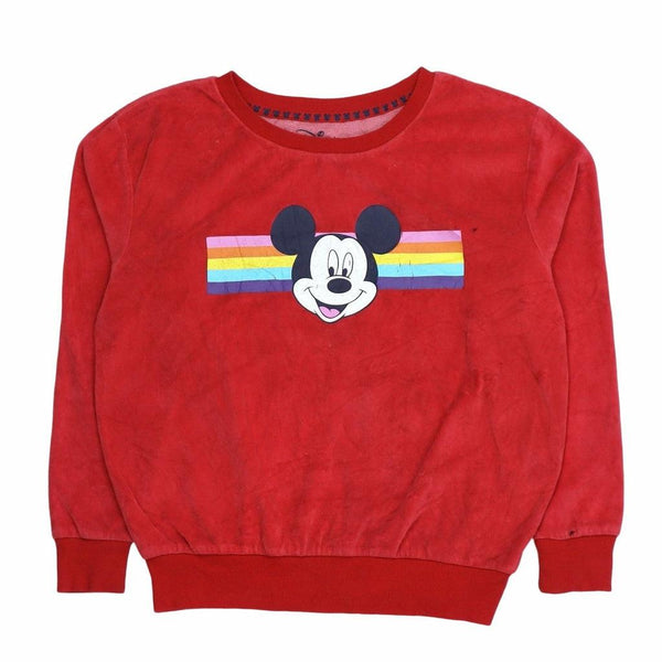 Vintage Disney 90's Red Crewneck Mickey Mouse Sweatshirt S B Grade