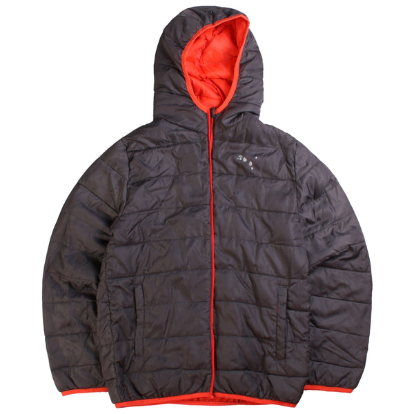 Puma Women's X-Large Grey Hooded Puffer Jacket Full Zip Orange