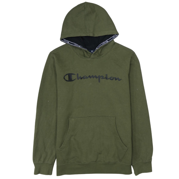 Champion 90's Spellout Pullover Hoodie XLarge Green