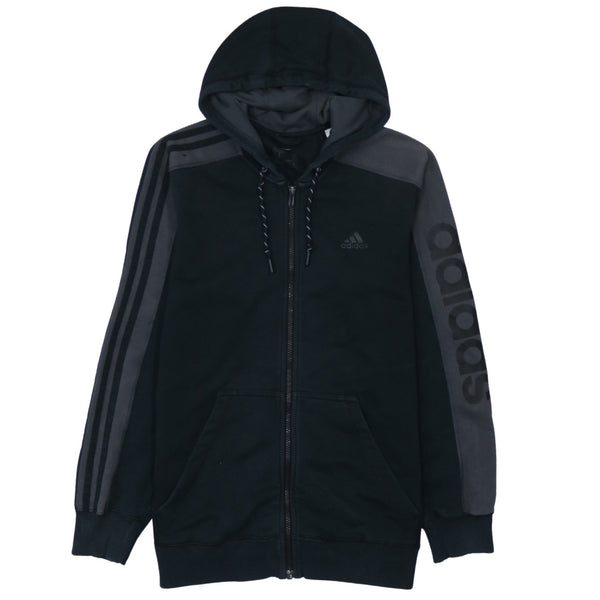 Adidas 90's Drawstring Pockets Full Zip Up Hoodie Medium Black