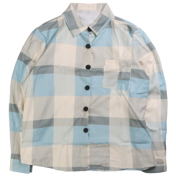 Acolasia Beige Cream Check Overshirt Men's Large Button Up Long Sleeve