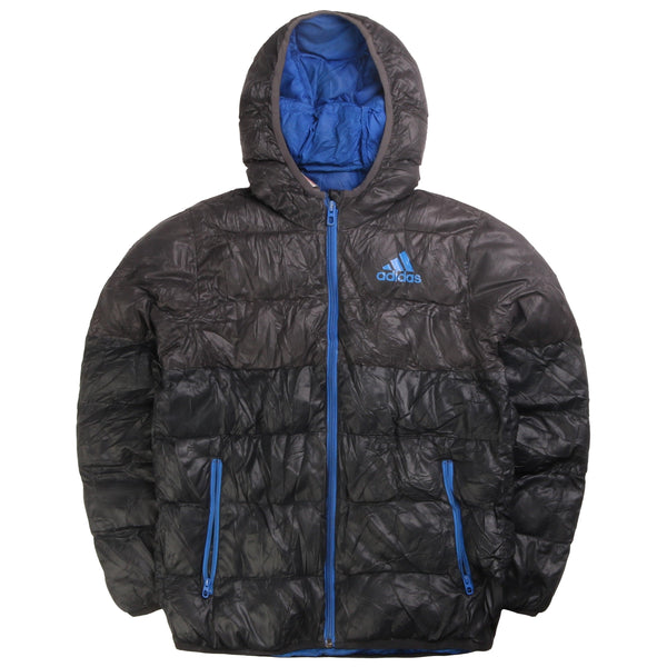 Adidas Women's Hooded Black Puffer Jacket Small Vintage Quality