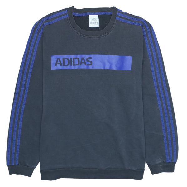 Adidas 90's Vintage Striped Sleeve Crew Neck Sweatshirt XL Navy Blue