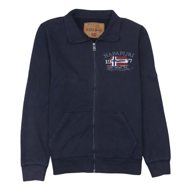 Napapijri 90's Lightweight Full Zip Up Sweatshirt Large Navy Blue