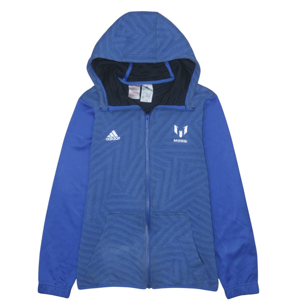 Adidas Women's 90's Vintage Large Blue Full Zip Hoodie with Pockets