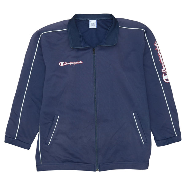 Vintage Champion 90's Navy Blue Heavyweight Zip Up Sweatshirt - Large