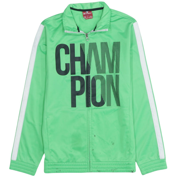Vintage Champion 90's Spellout Zip Sweatshirt Large Green