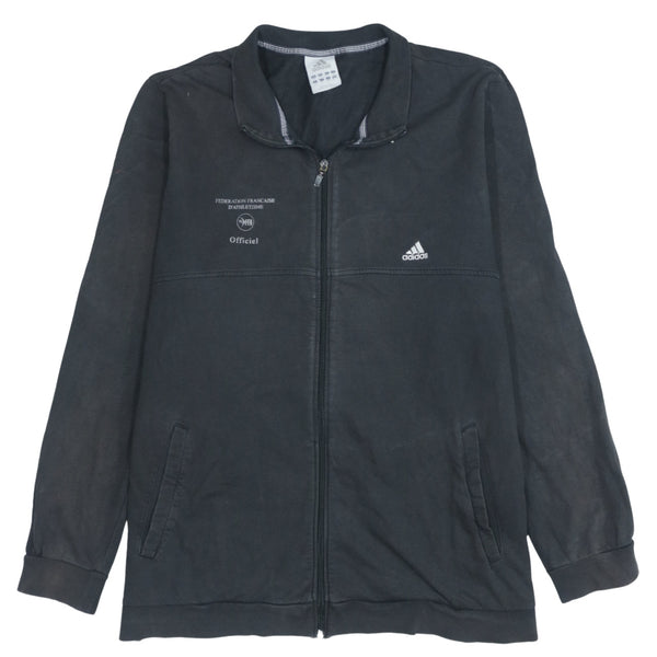 Adidas Vintage 90's Black Lightweight Full Zip Sweatshirt XLarge