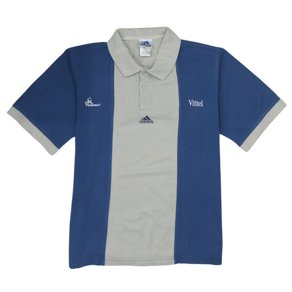 Adidas 90's Short Sleeves Quarter Button Polo Shirt Large Grey