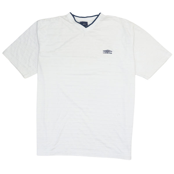Vintage Umbro 90's White V Neck Short Sleeve T-Shirt XL