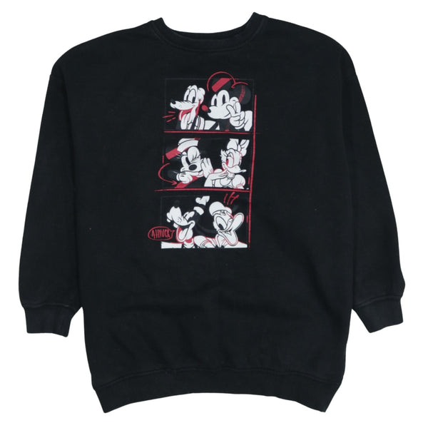 Diseny 90's Mickey & Minnie Mouse Crew Neck Sweatshirt XSmall Black