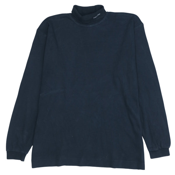 Vintage Umbro 90's Lightweight Turtle Neck Jumper Large Navy Blue Sweater