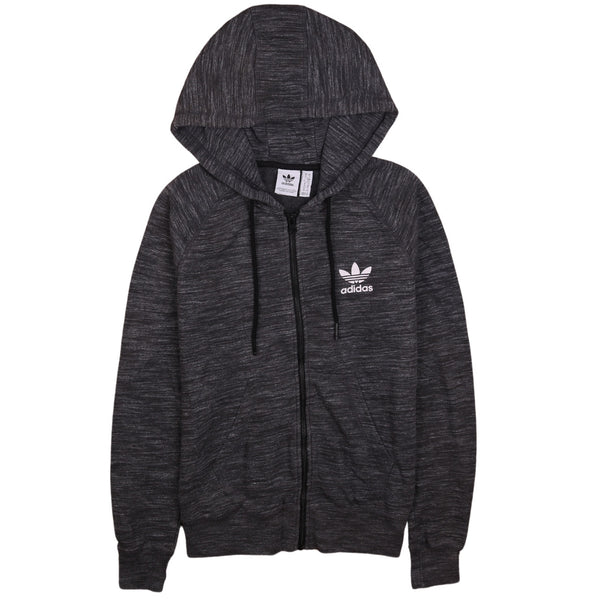 Adidas Vintage 90s Black Drawstring Pockets Zip Hoodie Women's Small