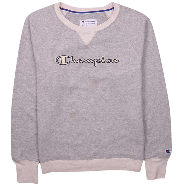 Champion 90s Vintage Grey Spellout Crew Neck Sweatshirt Men's M