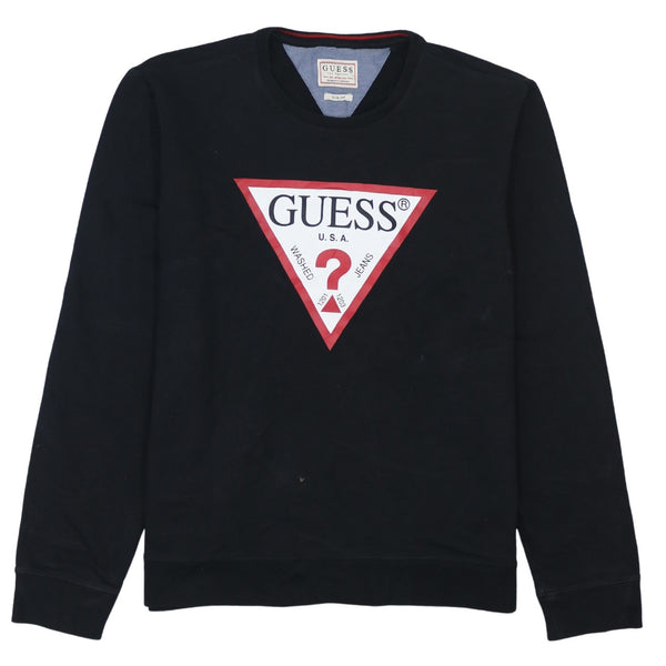 Guess 90's Spellout Crew Neck Sweatshirt XLarge  Black