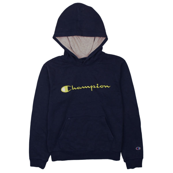 Vintage Champion 90's Navy Blue Spellout Pullover Hoodie XL Size