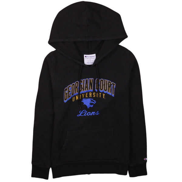 Vintage Champion 90s Black Hoodie, Georgian Court University, Small