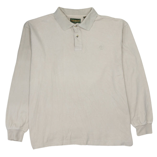 Timberland 90's Long Sleeve Quarter Button Polo Shirt XLarge Beige Cream