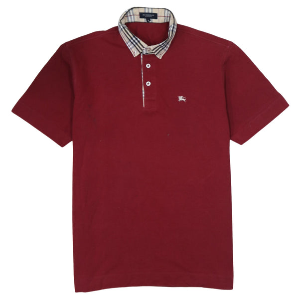 Burberry 90's Short Sleeves Quarter Button Polo Shirt Medium  Red
