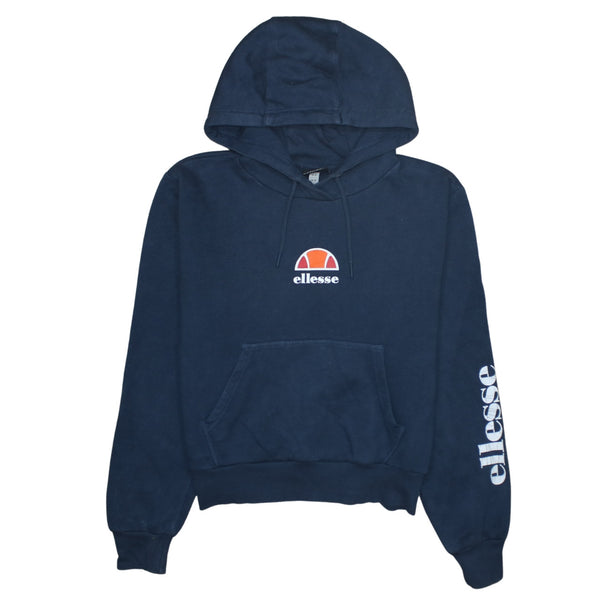 Ellesse 90's Drawstring Pockets Pullover Hoodie Medium  Navy Blue