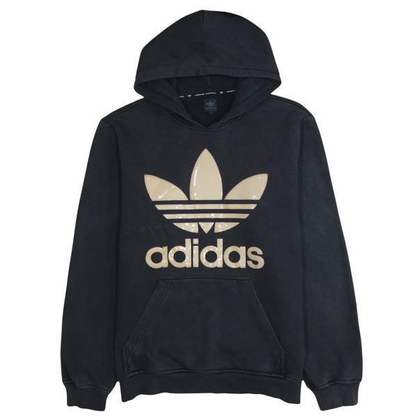 Adidas 90's Vintage Spellout Black Hoodie Pullover Men Large Cotton