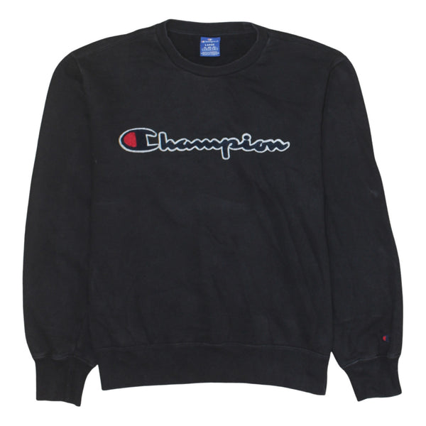 Champion 90's Spellout Crew Neck Sweatshirt Large Black