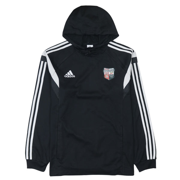 Adidas 90's Striped Sleeve Pullover Hoodie Large Black