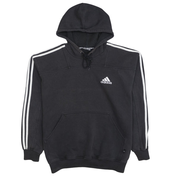 Adidas 90's Striped Sleeve Pullover Hoodie Large  Black