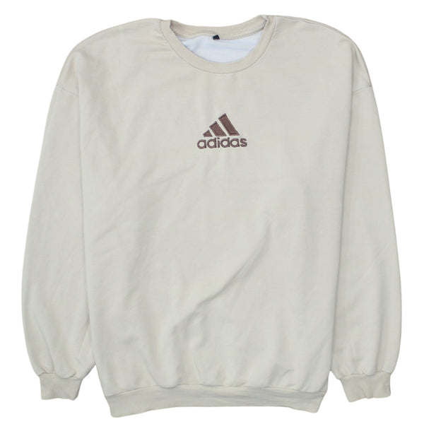 Adidas 90's Lightweight Crew Neck Sweatshirt Large Beige Cream