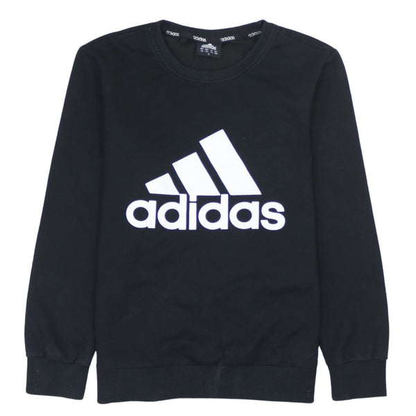 Adidas 90's Spellout Crew Neck Sweatshirt Large Black Vintage