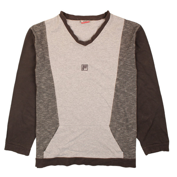 Fila 90's Heavyweight V Neck Sweatshirt XLarge Grey