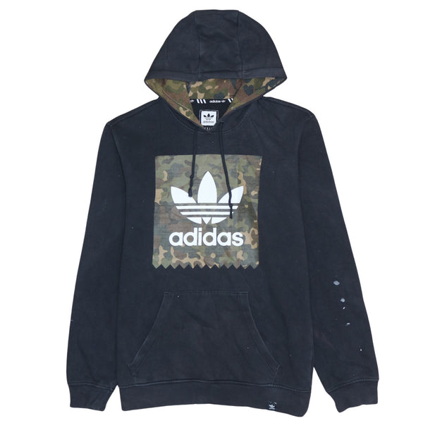 Adidas Vintage 90s Spellout Pullover Hoodie Small Black