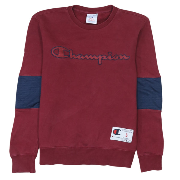 Champion 90's Spellout Crew Neck Sweatshirt Small Red