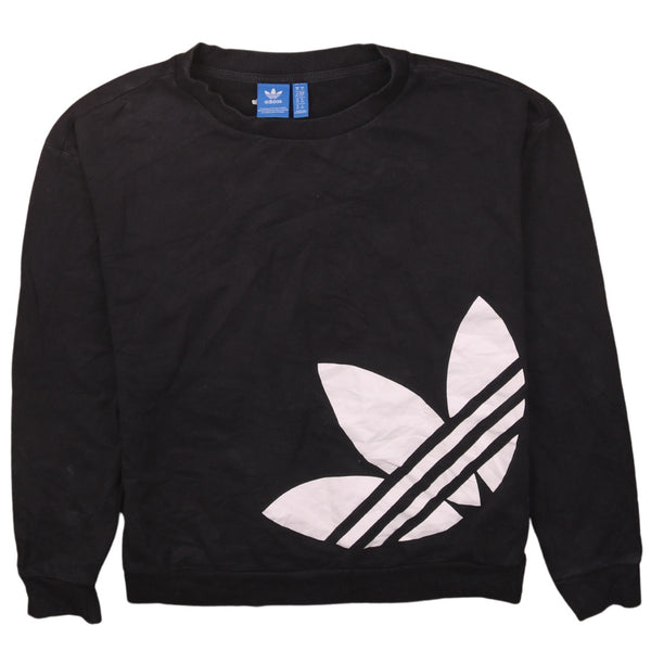 Adidas 90's Vintage Black Spellout Crew Neck Sweatshirt Women's S
