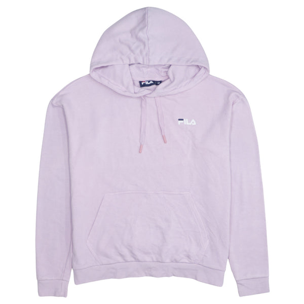 Fila 90's Vintage Pink Pullover Hoodie Medium With Drawstring Pockets