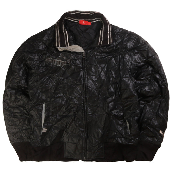 Puma Women Large Black Full Zip Nylon Puffer Jacket Vintage Quality