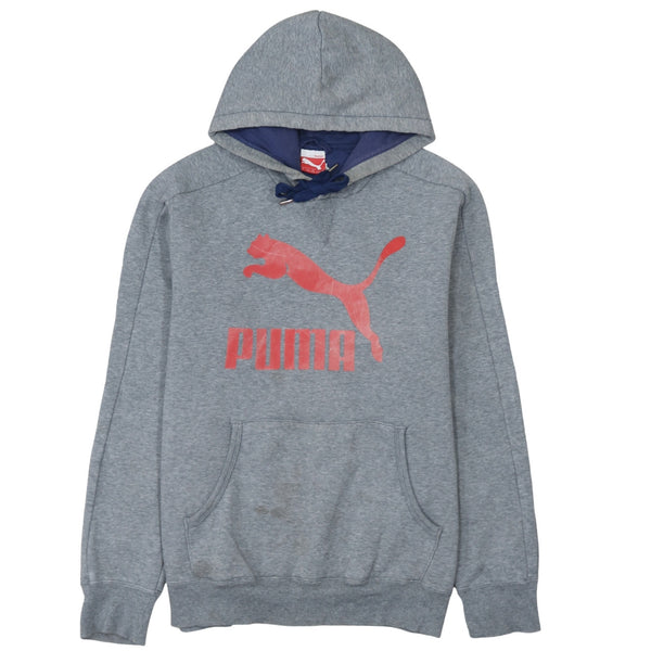 Puma 90's Spellout Pullover Hoodie Large Grey